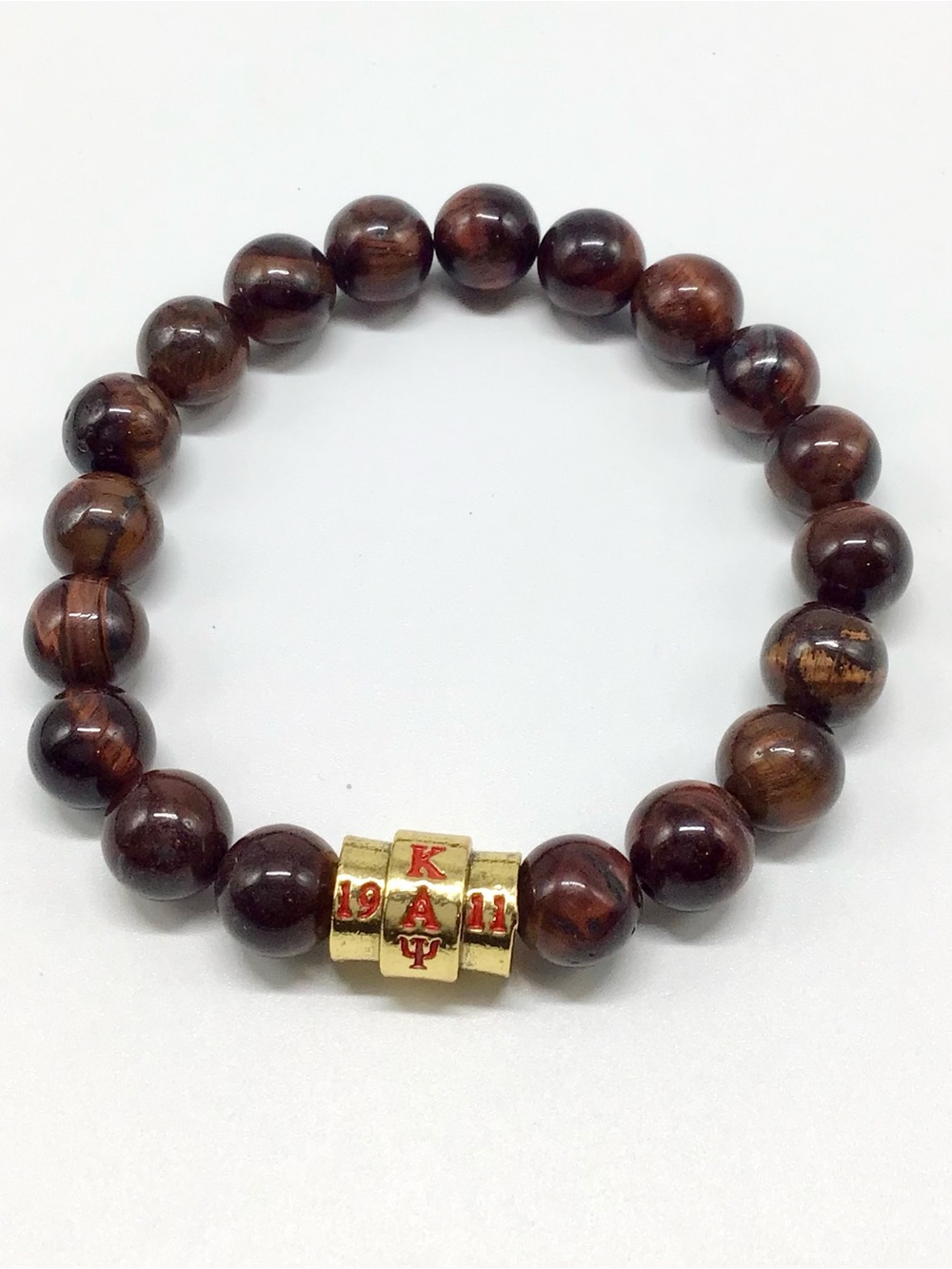 Kappa Alpha Psi Tiger Eye Stone Beaded Stretch Bracelet